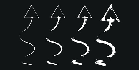 Obraz premium Hand drawn thin line arrows set. Arrow icon. Doodle arrow. Collection different arrows sign. Many vector curvy and wavy arrows isolated on white background.