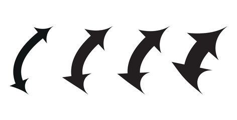 Hand drawn thin line arrows set. Arrow icon. Doodle arrow. Collection different arrows sign. Many vector curvy and wavy arrows isolated on white background.