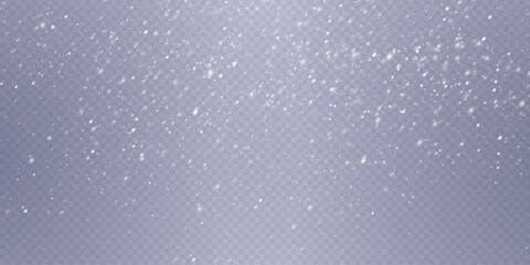 Transparent Background with Snowflakes: Winter Snowfall and Various Snowflake Shapes