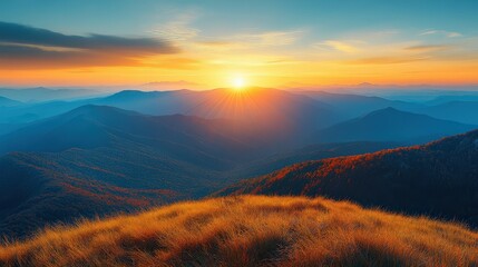 Obraz premium Majestic Mountain Landscape at Sunset - Nature Background