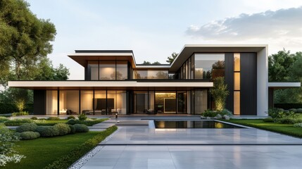 Fototapeta premium Modern Villa with Elegant Outdoor Design