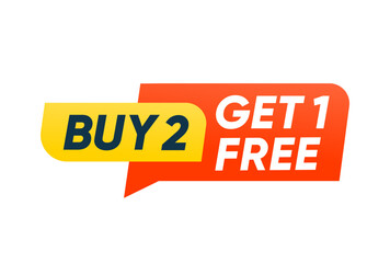Buy two get one free offer sale, banner vector design