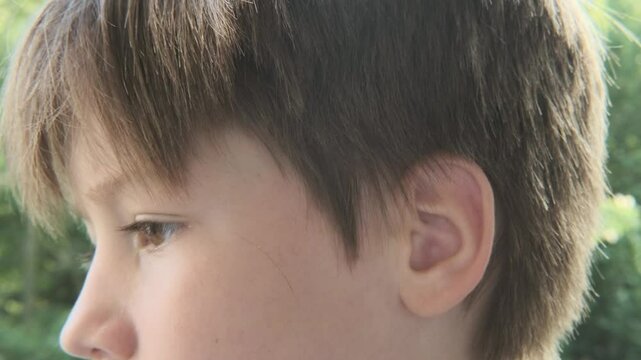 face boy, Child painful ear, ear infection, Hearing Test, concept Treatment and Care, Diagnosing and Treating, Preventing Ear Issues, Ear and Health