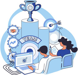 Business solution. Man and woman at meeting, right solution, business team and people teamwork success. Businessman and woman idea strategy and solve complex problem with partnership and challenge