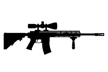 silhouette of a Tactical Rifle with Scope