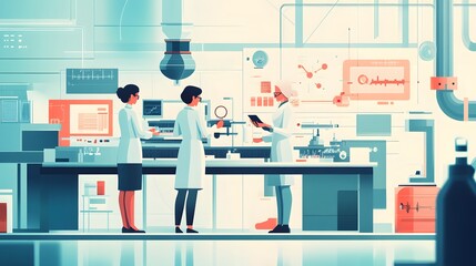 Three Scientists Working in a Modern Laboratory