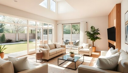 Fototapeta premium Living room with sofa and coffee table at home 