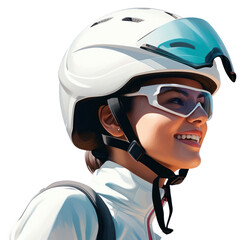 PNG  Woman in bike helmet sports sunglasses protection.
