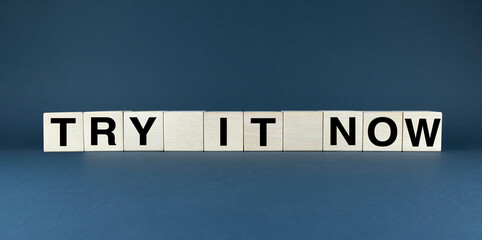 Wooden blocks spelling TRY IT NOW