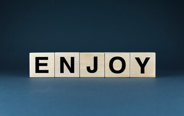 Word ENJOY spelled out on wooden blocks