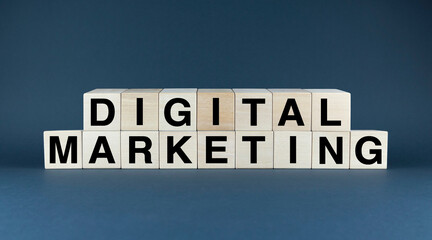 Wooden blocks spelling out DIGITAL MARKETING