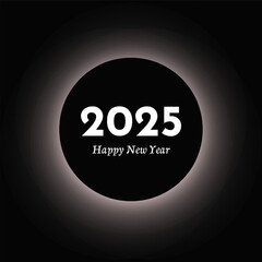 Happy new year 2025 inscription in circle light frame