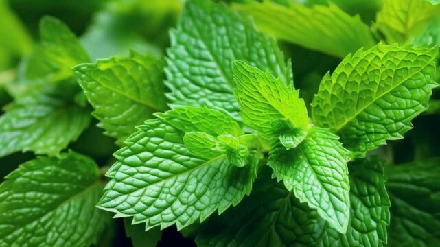 mint leaves in the garden