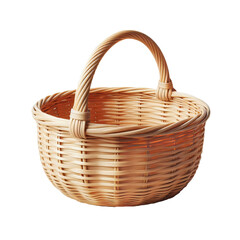 Obraz premium Empty wicker basket isolated, blank basket transparent PNG background