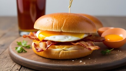 Sandwich with sausage and cheese. Generative Ai.