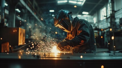welder worker weld detail industry factory sparks