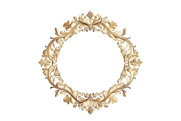 golden decoration ornament 3d render, luxury ornament isolated white background