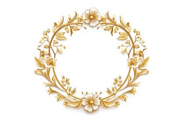 golden decoration ornament 3d render, luxury ornament isolated white background