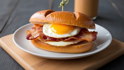 Sandwich with sausage and cheese. Generative Ai.