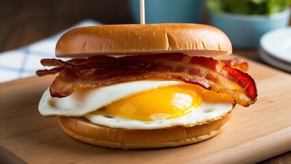 Sandwich with sausage and cheese. Generative Ai.
