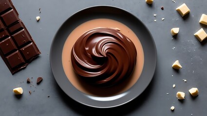 Chocolate bar on a plate. Generative Ai.
