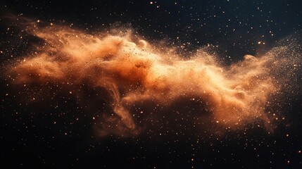 Fototapeta premium eruptive sand particles exploding against a black background creating dynamic textures and patterns that evoke a sense of movement and natural energy