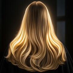 Shiny blonde hair illuminated from behind