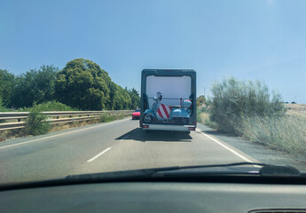 Driving behind motorhome on local road