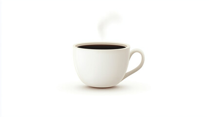 Obraz premium A white coffee cup with rising steam on a white background, depicted in a minimalist style