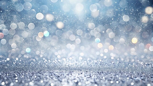 white and silver glitter background, white and grey glitter bokeh. white bokeh blur circle variety Dreamy soft focus wallpaper backdrop, Christmas snow or anniversary banner