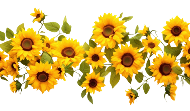 PNG Sunflower border plant leaf white background.