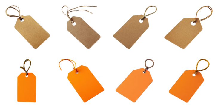 PNG Price tag no bg sample mockup set tag label concept using for decoration.