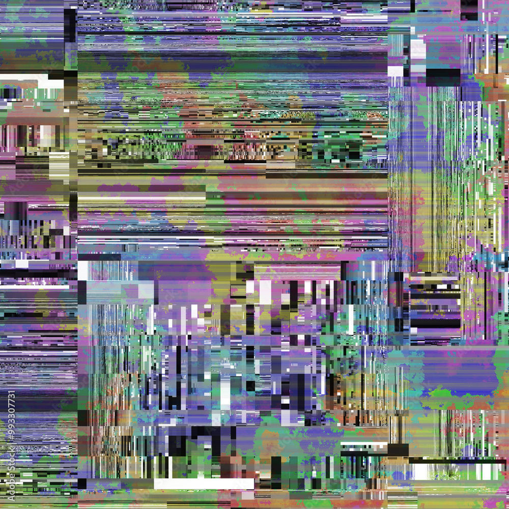 Aufkleber tv noise static effect, abstract glitch background. fractal digital art pattern