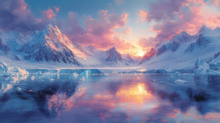 Obraz premium Stunning Winter Mountain Landscape with Reflections Generative AI