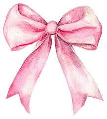 PNG Pink bow watercolor illustration pink embellishment.