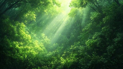 Obraz premium Sunlight Streaming Through Forest Generative AI
