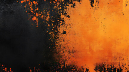 Abstract grunge background with black and orange colors.