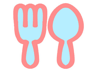 スプーンとフォークのシンプルなアイコンイラスト素材