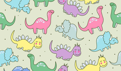 Cute dinosaurs pattern background vector design