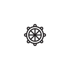 Obraz premium A ship's wheel on icon. A line drawing of a ship's wheel, symbolizing navigation, seafaring, or control. Editable icon.