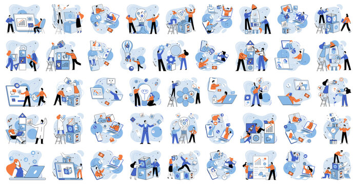 Teamwork vector illustration. Innovative ideas drive successful marketing strategies and business growth The projects success depends on effective teamwork and collaboration Continuous improvement