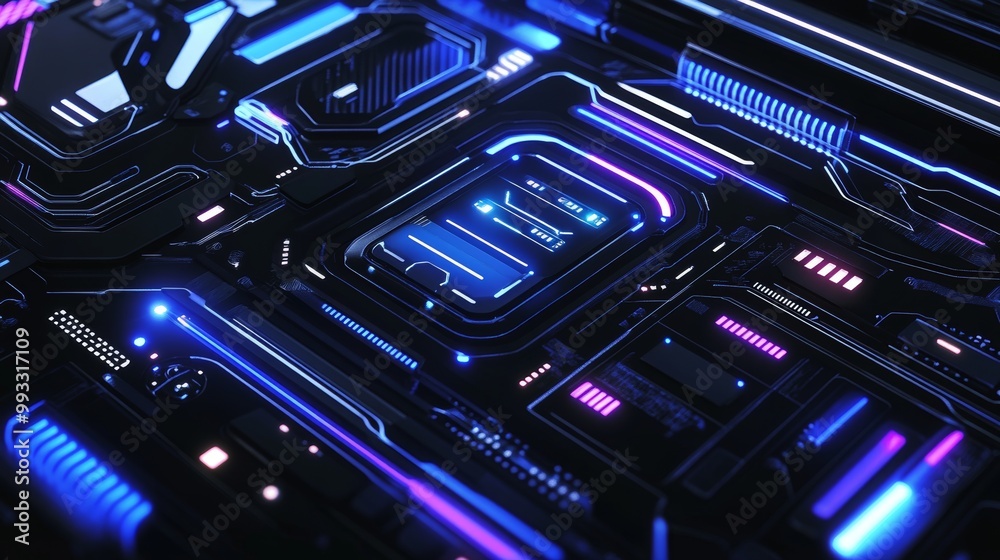 Poster cyber security concept abstract background. digital binary data and electronic circuit board.