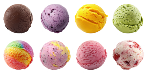 Ice cream scoop white background png transparent dessert concept using for decoration.