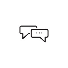 A line drawing of two speech bubbles, one with dots. A minimalist illustration of two speech bubbles, one with dots, suggesting a conversation. Icon representing a conversation or chat. Editable icon.