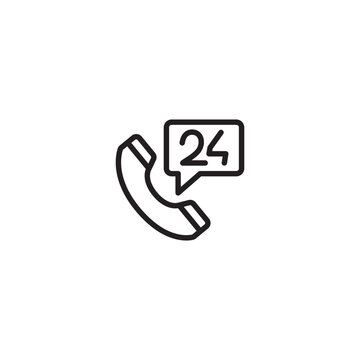 recommend clip art: 24 hours service line icon. High quality black outline pictogram for web site design and mobile apps. Editable icon.