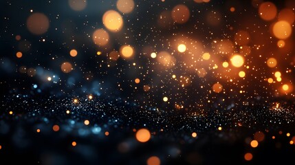 Obraz premium Glittering golden bokeh lights on black