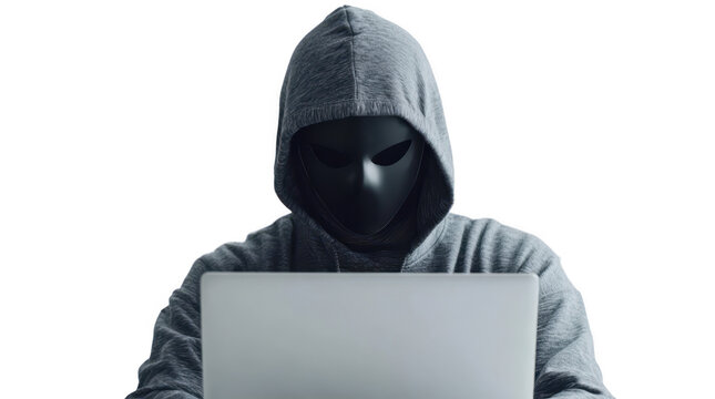 Hacker scammer transparent collection set in png no background for decoration.