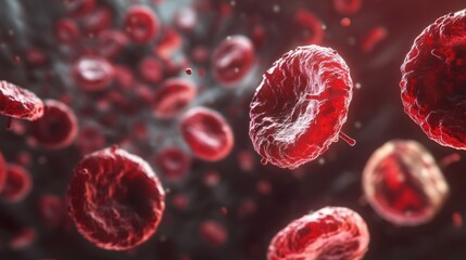 3D illustration of leukemia cells in the bloodstream. 