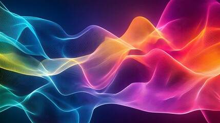 Obraz premium Abstract Colorful Wavy Lines with a Grid Pattern