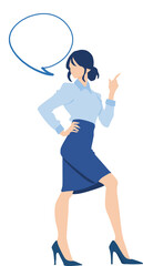 コメントをするビジネスウーマンのイラスト